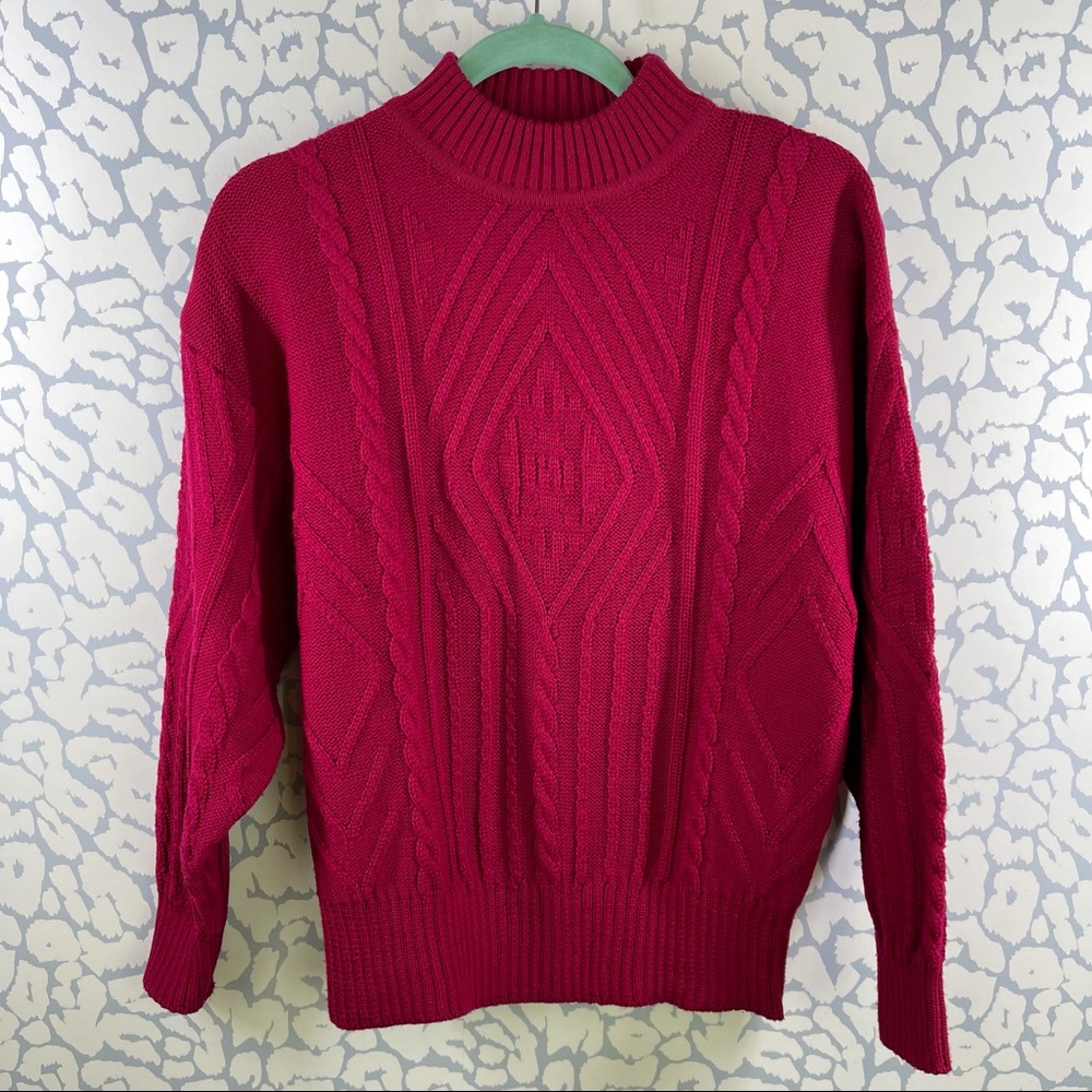 Bogner Vintage Ski Mock Neck Dolman Sleeve Sweater